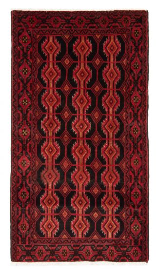 Bordered  Traditional Black Area rug 3x5 Afghan Hand-knotted 378668