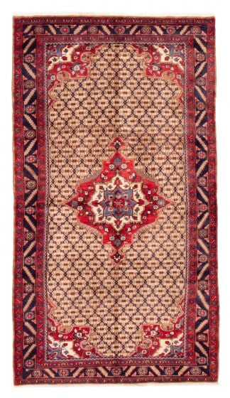 Bordered  Traditional Brown Area rug 5x8 Persian Hand-knotted 383910