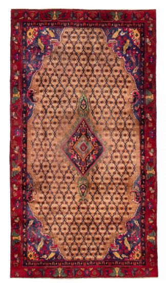 Bordered  Vintage/Distressed Brown Area rug 5x8 Persian Hand-knotted 385236