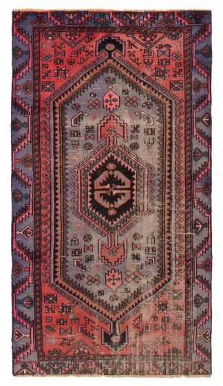 Vintage/Distressed Blue Area rug 4x6 Turkish Hand-knotted 390760