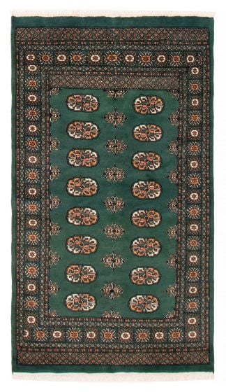 Bordered  Traditional Green Area rug 3x5 Pakistani Hand-knotted 391986