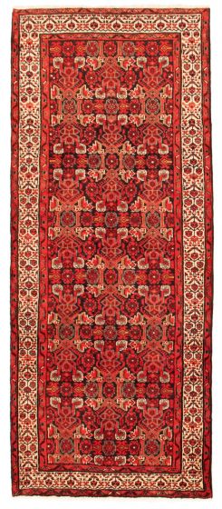 Bordered  Tribal Red Runner rug 8-ft-runner Persian Hand-knotted 352368