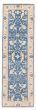 Bordered  Transitional Blue Runner rug 8-ft-runner Indian Hand-knotted 387140