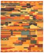 Casual  Transitional Orange Area rug 8x10 Turkish Flat-weave 335761