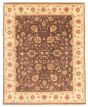 Bordered  Traditional Brown Area rug 6x9 Indian Hand-knotted 355331