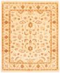 Bordered  Traditional Ivory Area rug 6x9 Pakistani Hand-knotted 362501