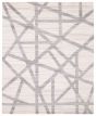 Carved  Modern White Area rug 6x9 Indian Hand-knotted 382981