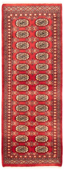Bordered  Tribal Red Runner rug 6-ft-runner Pakistani Hand-knotted 360015