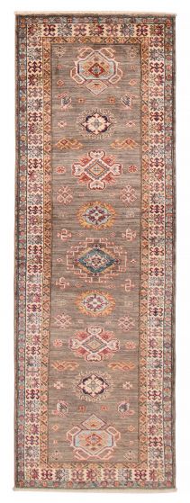 Geometric  Traditional Ivory Runner rug 8-ft-runner Afghan Hand-knotted 390114