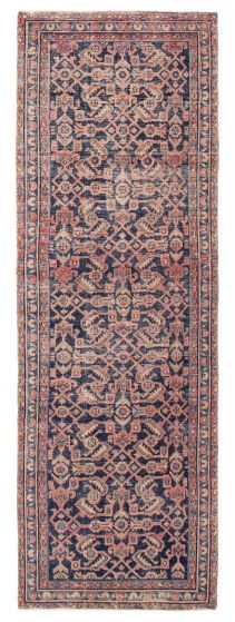 Traditional  Vintage Blue Runner rug 10-ft-runner Turkish Hand-knotted 392191
