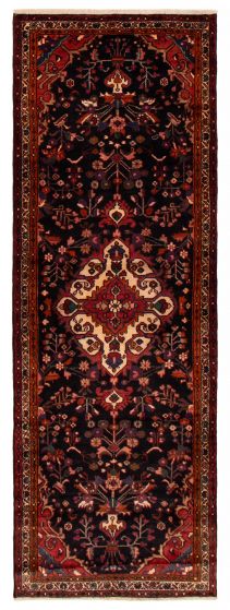 Bordered  Traditional Blue Runner rug 10-ft-runner Turkish Hand-knotted 394127
