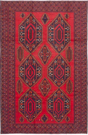 Traditional Red Area rug Unique Afghan Hand-knotted 213258