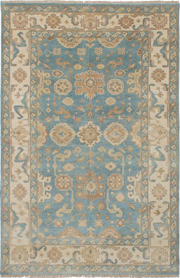Traditional Blue Area rug 5x8 Indian Hand-knotted 241003