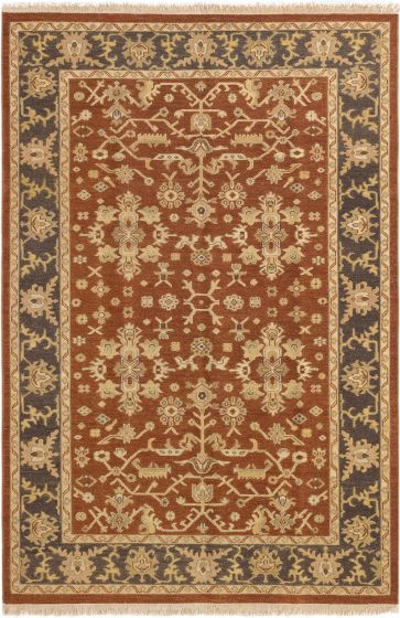 Bordered  Traditional Brown Area rug 5x8 Pakistani Flat-weave 284305