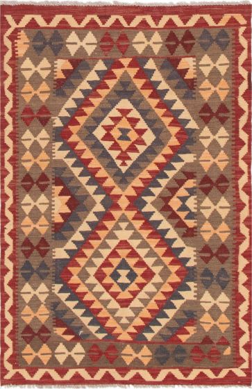 Bordered  Geometric Red Area rug 3x5 Turkish Flat-Weave 297708