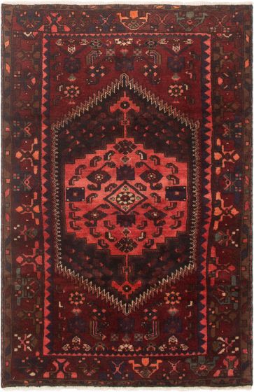 Bordered  Traditional Red Area rug 4x6 Persian Hand-knotted 303252