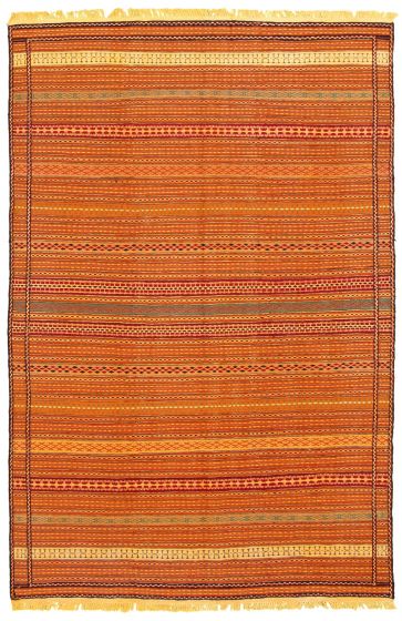 Bohemian  Tribal Orange Area rug 6x9 Turkish Flat-weave 334186