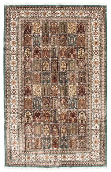 Bordered  Traditional Blue Area rug 5x8 Indian Hand-knotted 345868