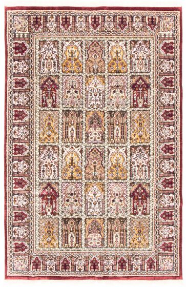 Bordered  Traditional Red Area rug 5x8 Indian Hand-knotted 348411