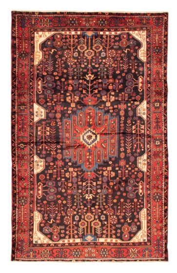Bordered  Traditional Black Area rug 6x9 Persian Hand-knotted 352584