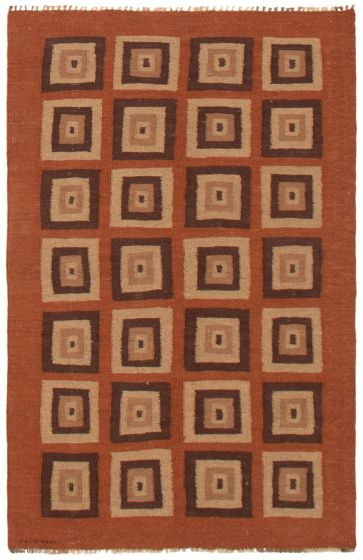 Flat-weaves & Kilims  Transitional Brown Area rug 3x5 Turkish Flat-Weave 366943