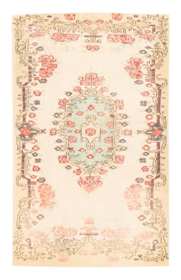 Traditional  Vintage Ivory Area rug 4x6 Turkish Hand-knotted 367675