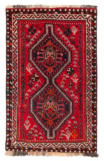 Bordered  Traditional Red Area rug 3x5 Persian Hand-knotted 372963