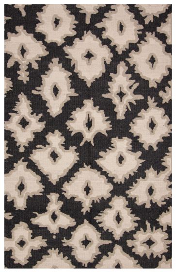 Contemporary/Modern  Transitional Black Area rug 5x8 Turkish Flat-Weave 374868
