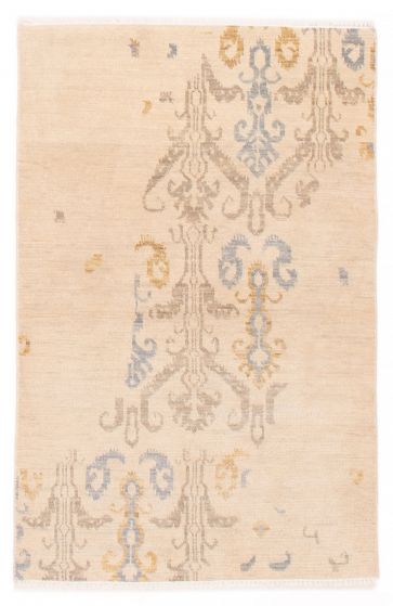 Transitional Ivory Area rug 3x5 Indian Hand-knotted 386919