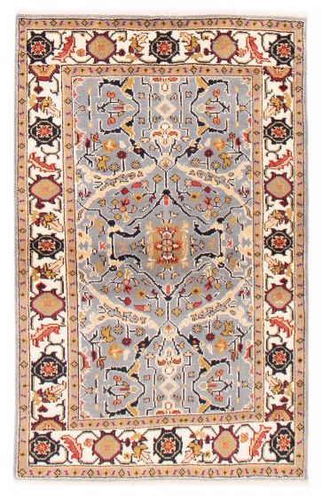 Bordered  Traditional Grey Area rug 3x5 Indian Hand-knotted 386935
