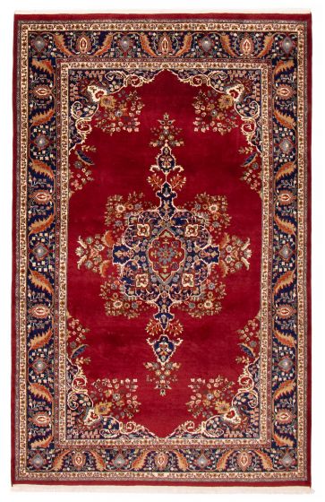 Bordered  Traditional Red Area rug 5x8 Indian Hand-knotted 391723
