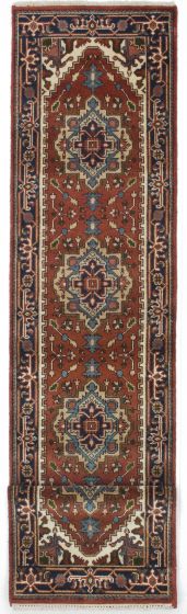 FloralTraditional Brown Runner rug 14-ft-runner Indian Hand-knotted 207432