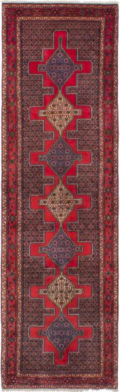 Bordered  Traditional Blue Runner rug 10-ft-runner Persian Hand-knotted 264381