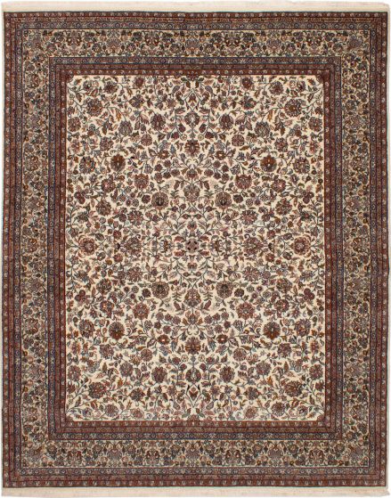 Bordered  Traditional Ivory Area rug 6x9 Indian Hand-knotted 271520