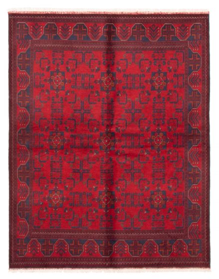 Bordered  Traditional Red Area rug 5x8 Afghan Hand-knotted 360406