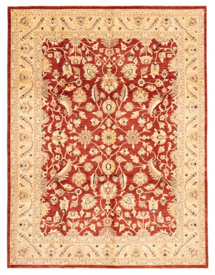 Bordered  Traditional Red Area rug 9x12 Afghan Hand-knotted 362976