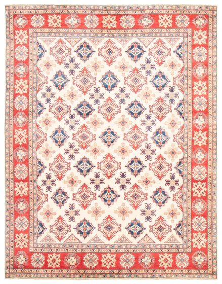 Bordered  Traditional Ivory Area rug 9x12 Afghan Hand-knotted 363551
