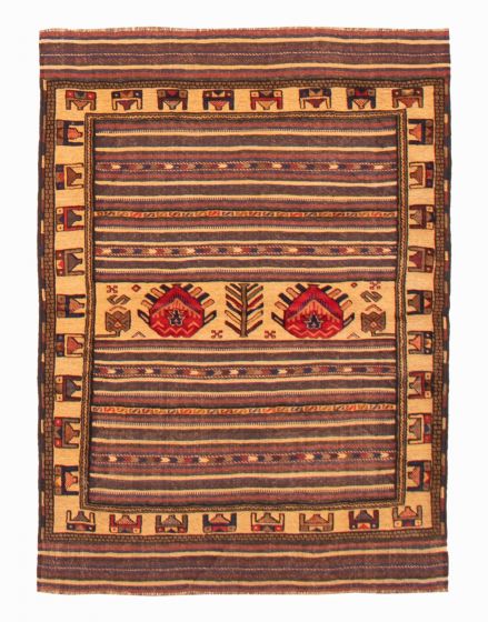 Bordered  Tribal Brown Area rug 3x5 Afghan Hand-knotted 365424