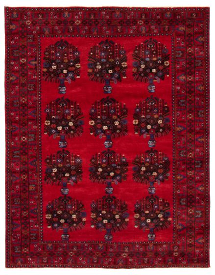 Bordered  Tribal Red Area rug 6x9 Afghan Hand-knotted 367206