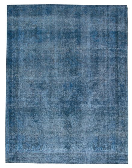 Overdyed  Transitional Blue Area rug 9x12 Turkish Hand-knotted 374135