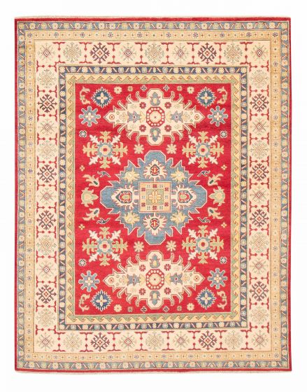 Bordered  Traditional Red Area rug 6x9 Afghan Hand-knotted 376562