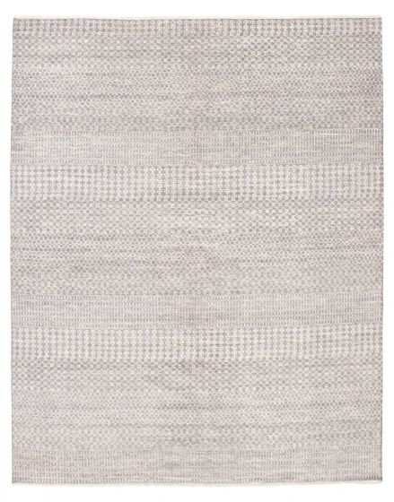 Transitional Grey Area rug 9x12 Indian Hand-knotted 377308