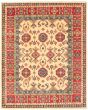 Bordered  Traditional Ivory Area rug 6x9 Afghan Hand-knotted 326235