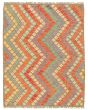 Bordered  Geometric Grey Area rug 4x6 Turkish Flat-weave 329359