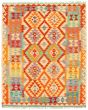 Bordered  Geometric Multi Area rug 4x6 Turkish Flat-weave 330220