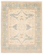 Bordered  Traditional Ivory Area rug 6x9 Indian Hand-knotted 332162
