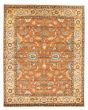 Bordered  Traditional Brown Area rug 6x9 Indian Hand-knotted 344160