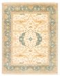 Bordered  Traditional Ivory Area rug 6x9 Indian Hand-knotted 344820