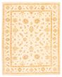 Bordered  Traditional Ivory Area rug 6x9 Indian Hand-knotted 355336