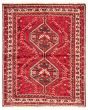 Bordered  Traditional Red Area rug 4x6 Turkish Hand-knotted 370809